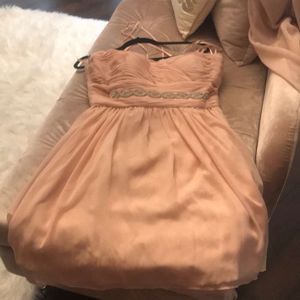 Blush cocktail dress with beaded belt